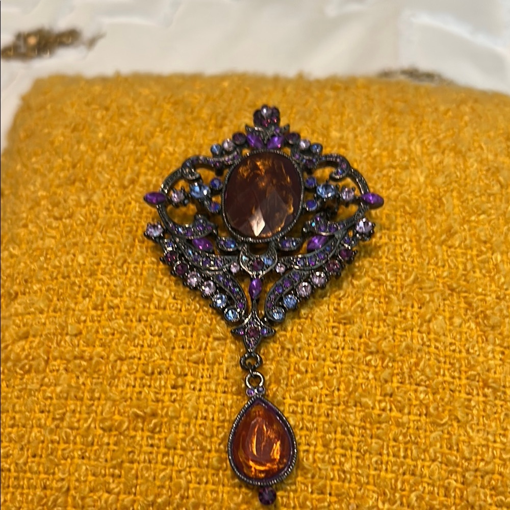 Source Unknown Purple and Orange Brooch